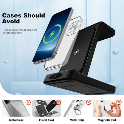 3-In-1 Wireless Charger: Fast, Portable, Safe Electronic Charging for Cellphone Smartphone, Apple Watch & Airpods